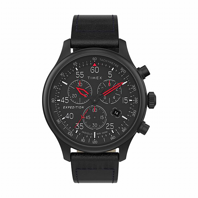 Expedition Field Chronograph 43mm Leather Strap - Bl...